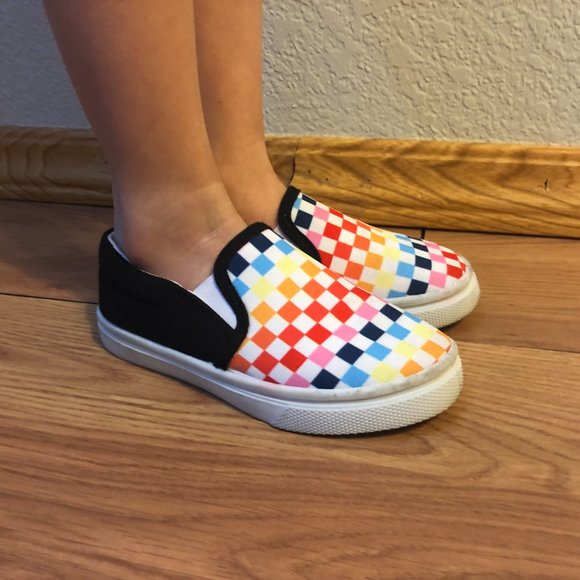 Little Girl Shoes Colorful Checkered Slip On - Picture 5 of 6